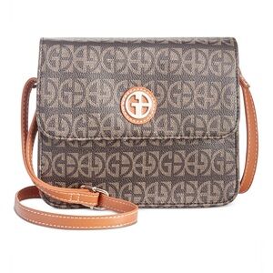 Giani Bernini Monogrammed Brown and Tan Crossbody Bag